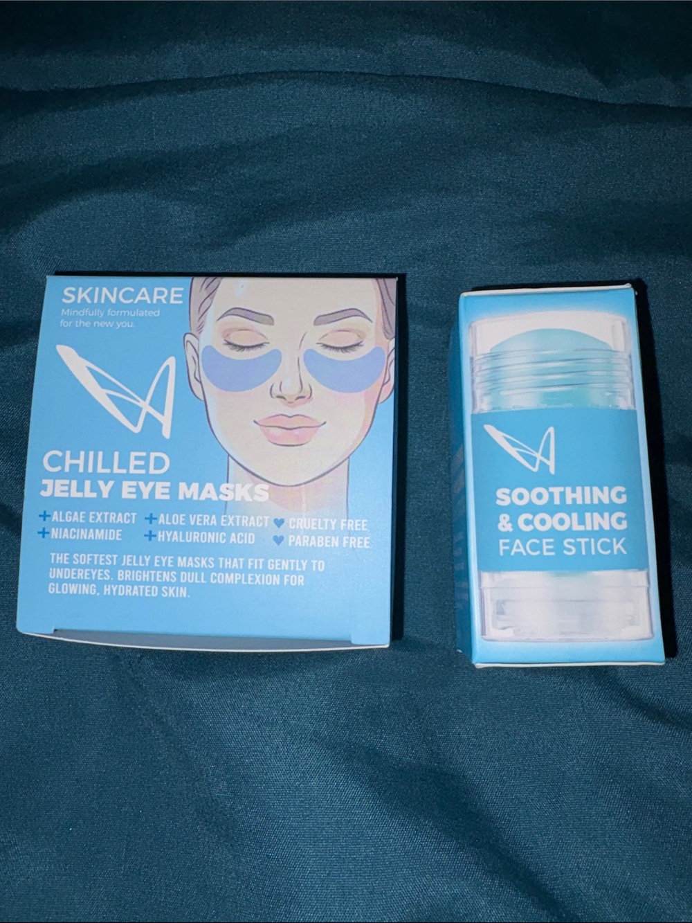 Chilled Jelly Eye Masks (15 pairs) & Soothing Cooling Face Stick - Blue